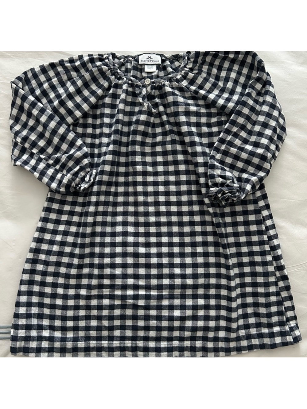Petite Plume Girls' Navy & White Gingham Nightgown